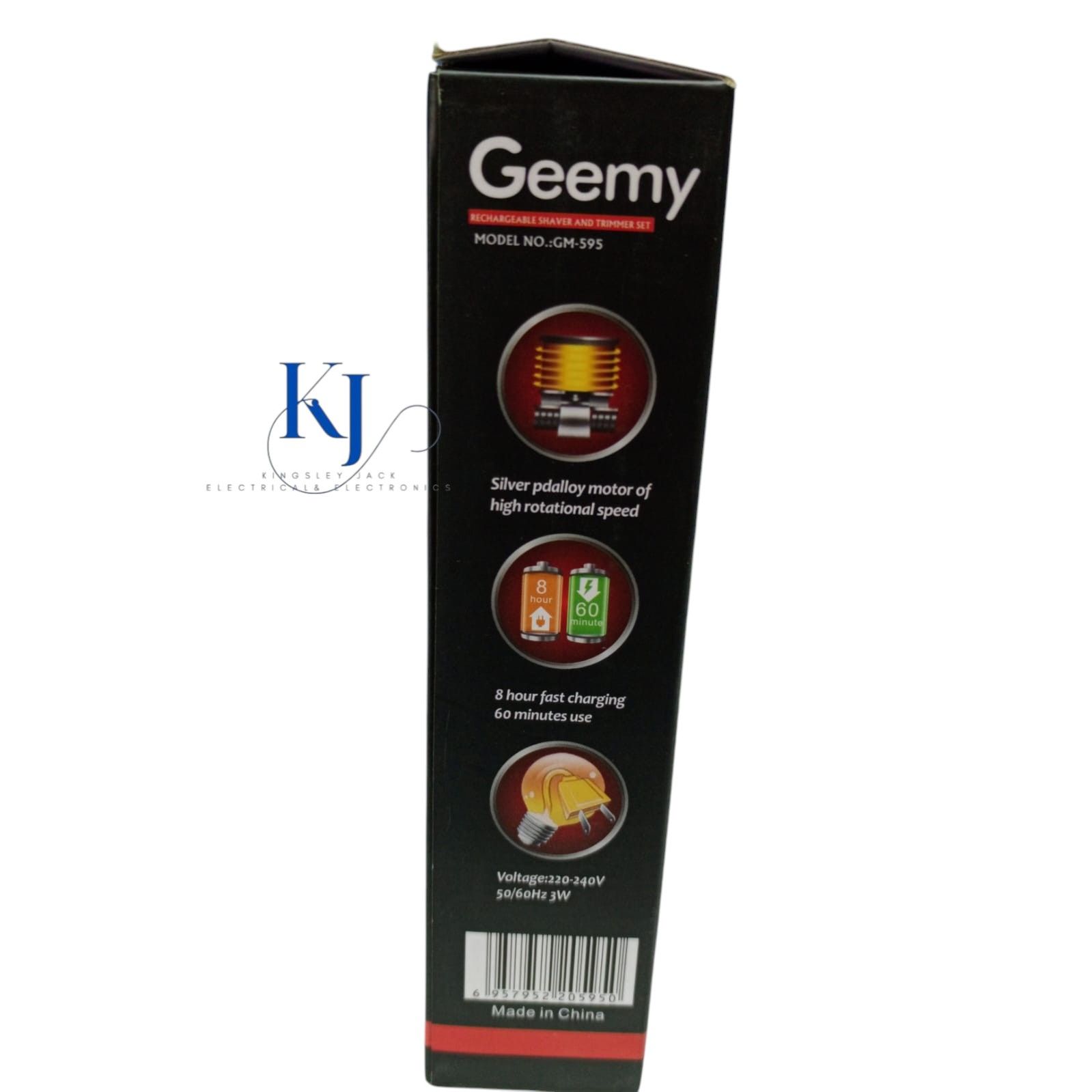 GEEMY GM-595 3 IN 1 PROFESSSIONAL SHAVER AND TRIMMER SET | HAIR CLIPPER | SHAVER | NOSE TRIMMER | SILVER PD ALLOY MOTOR OF HIGH ROTATIONAL SPEED  | RECHARGEABLE