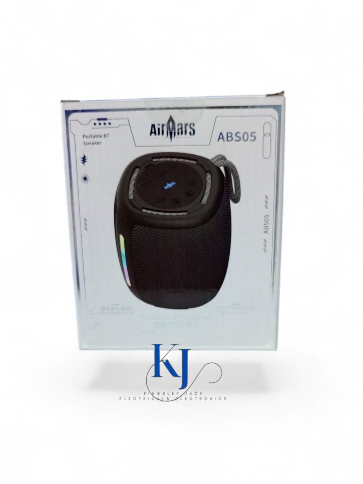 AIRMARS-ABS05 PORTABLE BT SPEAKER V5.3 | SHOCKING BASS  | LONG LASTING BATTERY LIFE | 360º SURROUND SOUND | RGB COLORFUL LIGHT EFFECT | USB SUPPORT | RADIO | 1800 MAH BATTERY | UPTO 14 HOURS PLAY TIME