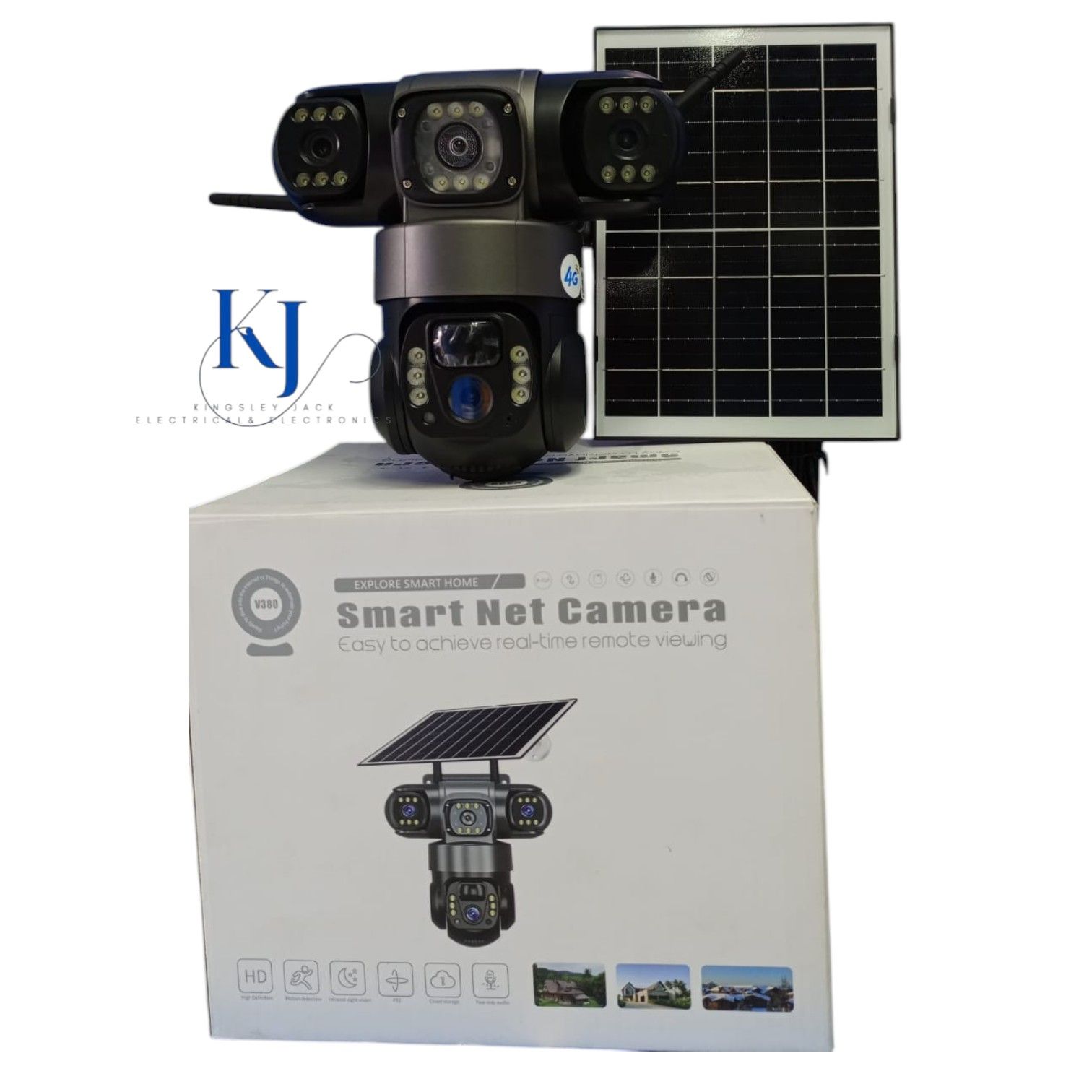 SOLAR 4G PTZ SECURITY CAMERA V380 TRIPPLE LENS WIRELESS OUTDOOR CCTV WITH SOLAR PANEL | NIGHT VISION | MOTION DETECTION