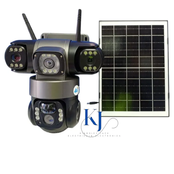 SOLAR 4G PTZ SECURITY CAMERA V380 TRIPPLE LENS WIRELESS OUTDOOR CCTV WITH SOLAR PANEL | NIGHT VISION | MOTION DETECTION