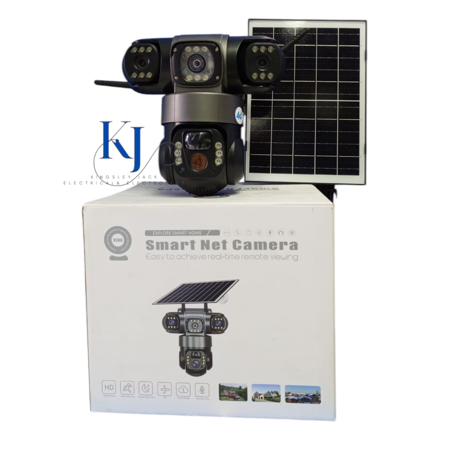 SOLAR 4G PTZ SECURITY CAMERA V380 TRIPPLE LENS WIRELESS OUTDOOR CCTV WITH SOLAR PANEL | NIGHT VISION | MOTION DETECTION