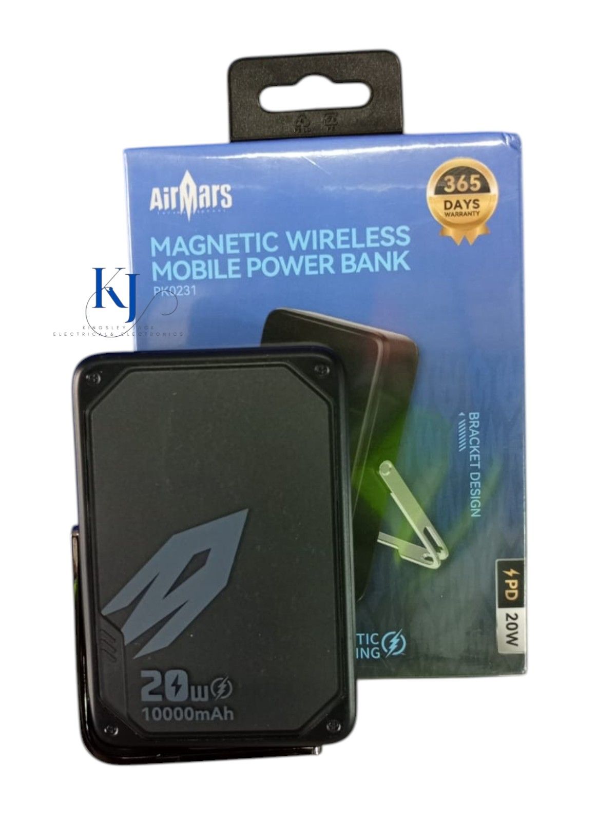 AIRMARS PK0231 10000MAH WIRELESS MAGNETIC POWER BANK PD20W FAST CHARGING with 15W WIRELESS MAGSAFE PORTABLE CHARGER WITH STAND