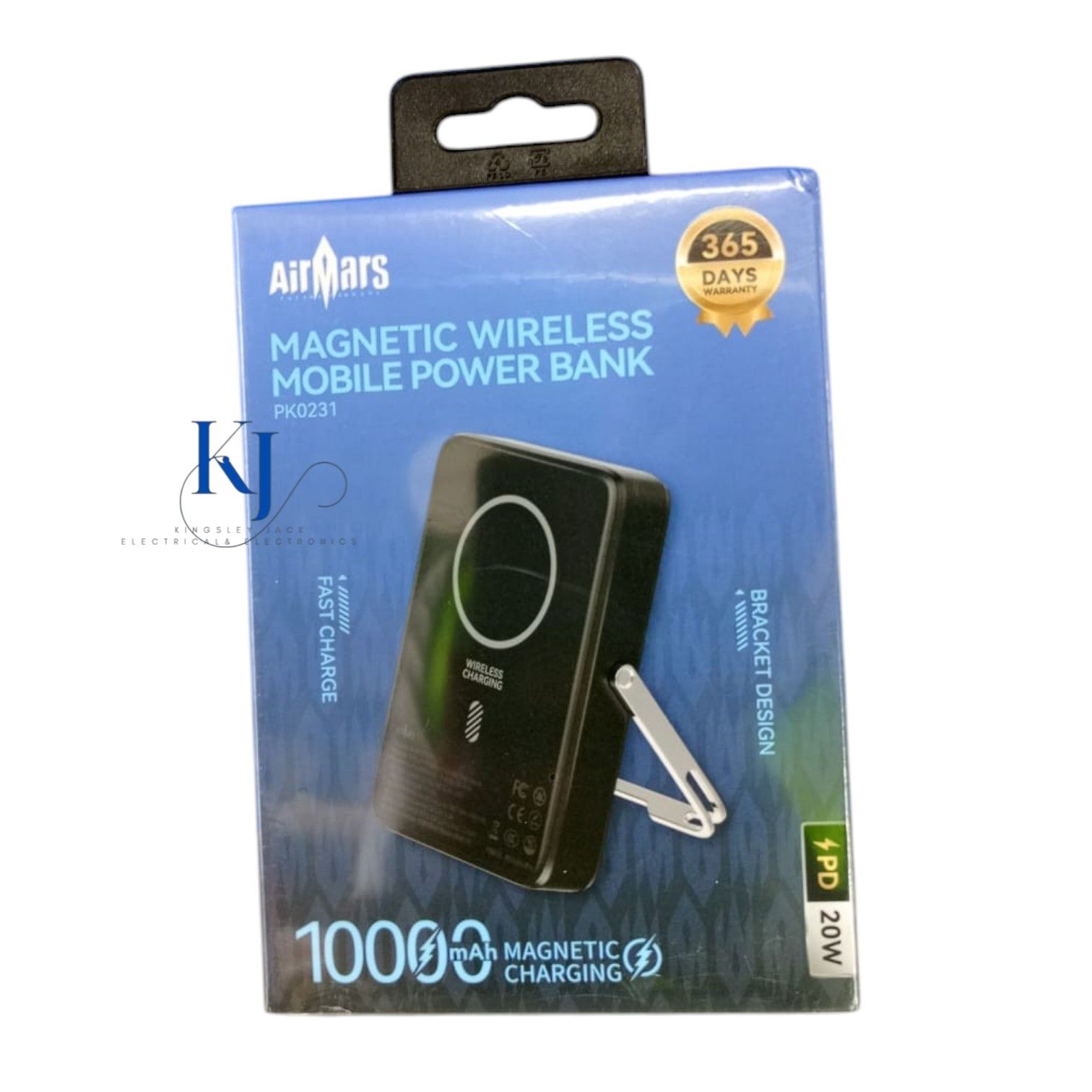 AIRMARS PK0231 10000MAH WIRELESS MAGNETIC POWER BANK PD20W FAST CHARGING with 15W WIRELESS MAGSAFE PORTABLE CHARGER WITH STAND