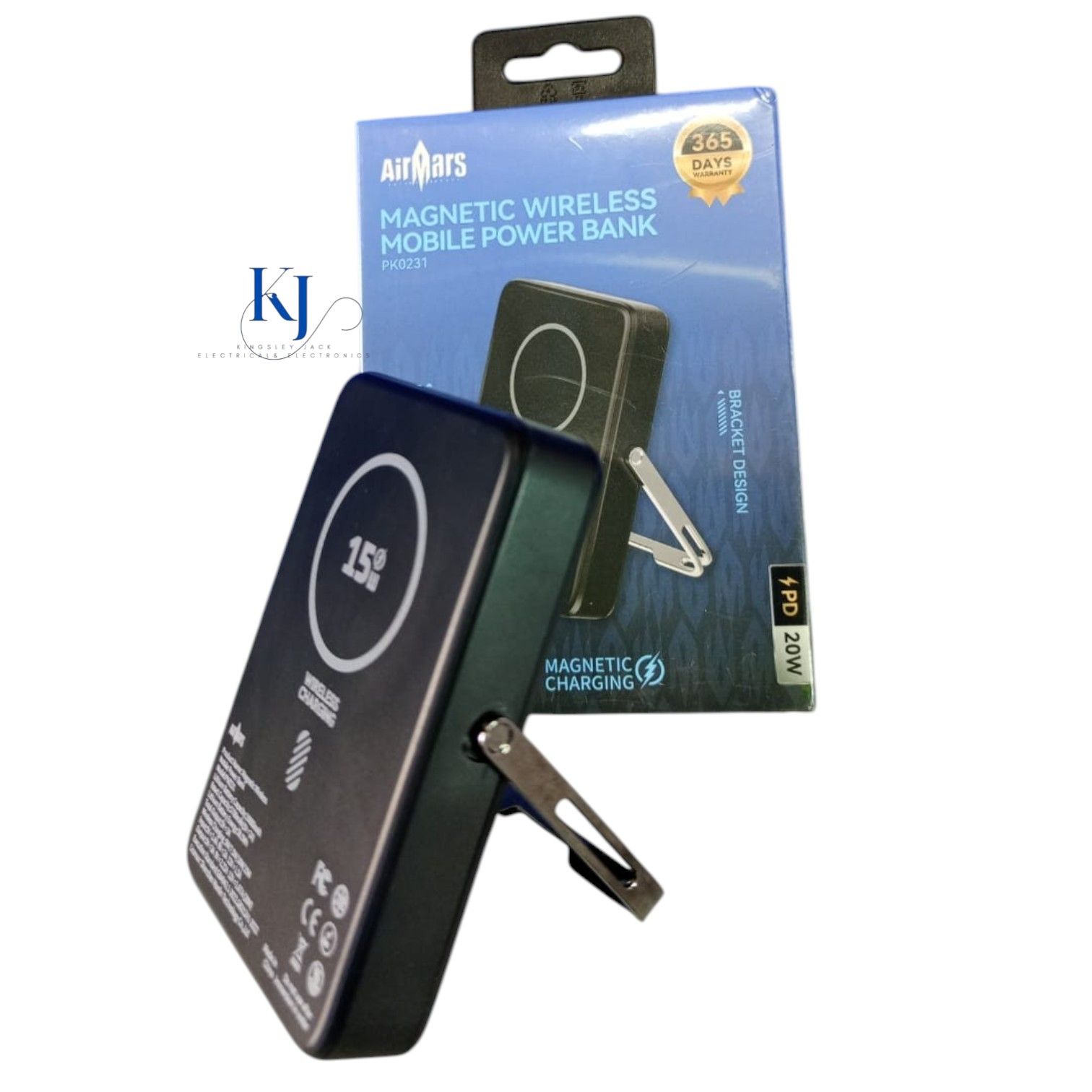 AIRMARS PK0231 10000MAH WIRELESS MAGNETIC POWER BANK PD20W FAST CHARGING with 15W WIRELESS MAGSAFE PORTABLE CHARGER WITH STAND