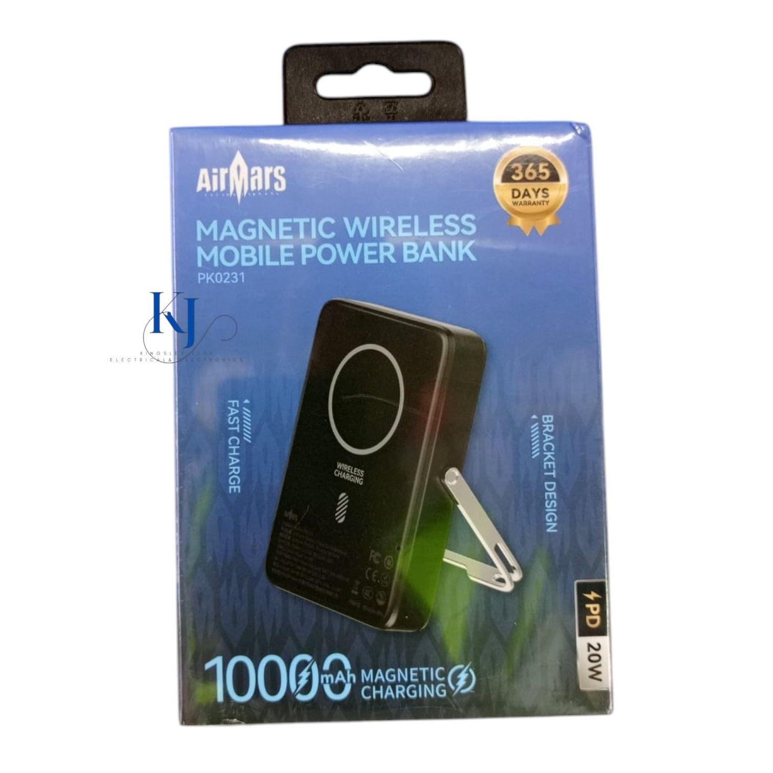 AIRMARS PK0231 10000MAH WIRELESS MAGNETIC POWER BANK PD20W FAST CHARGING with 15W WIRELESS MAGSAFE PORTABLE CHARGER WITH STAND