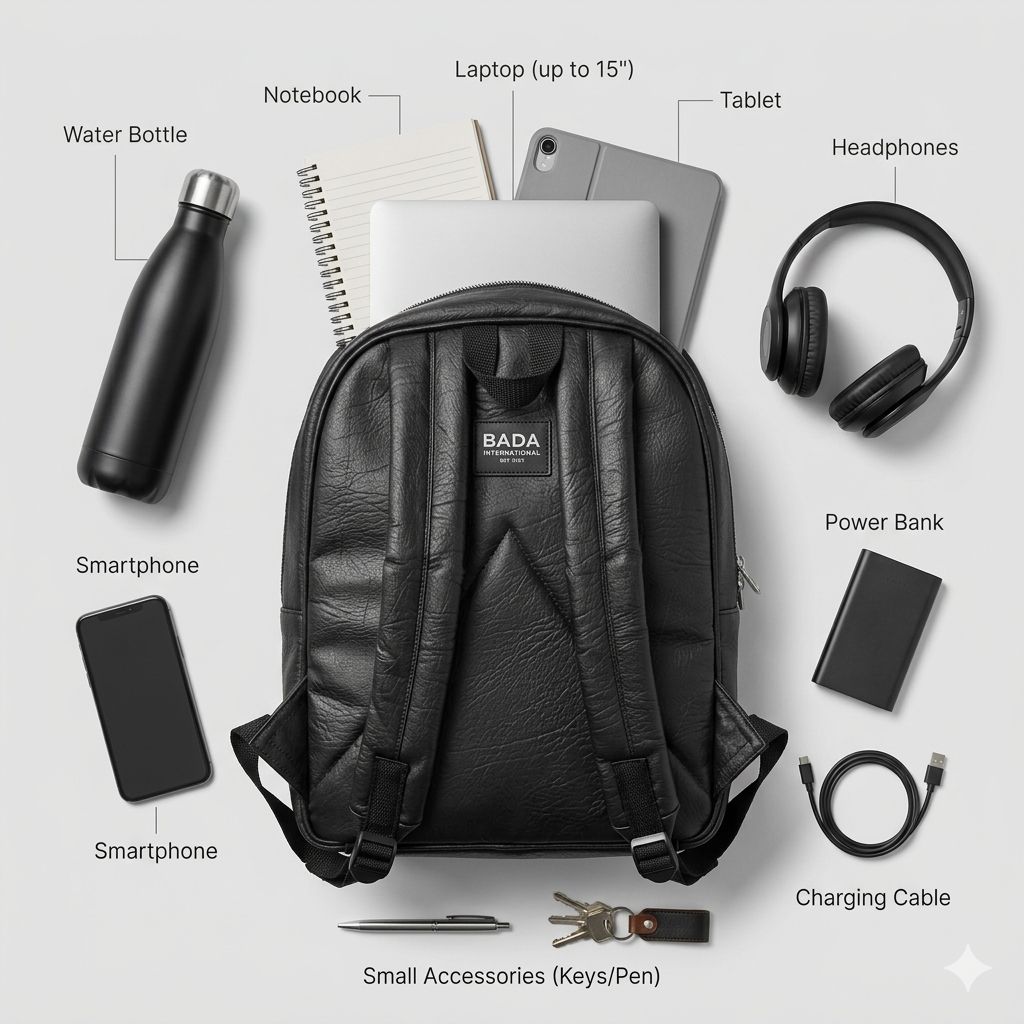 J.Aly Premium Textured Laptop Backpack – Durable Black Everyday Bag