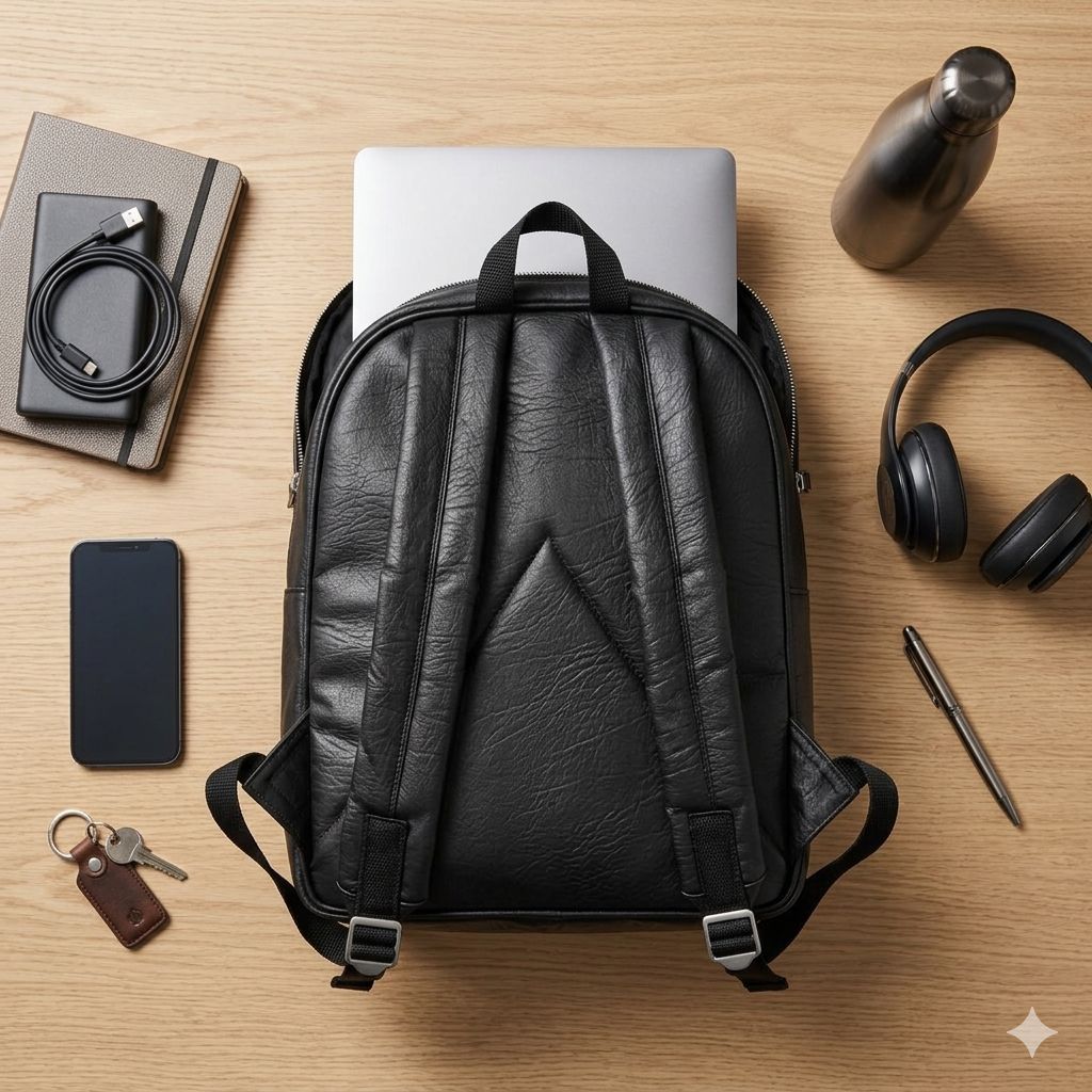 J.Aly Premium Textured Laptop Backpack – Durable Black Everyday Bag