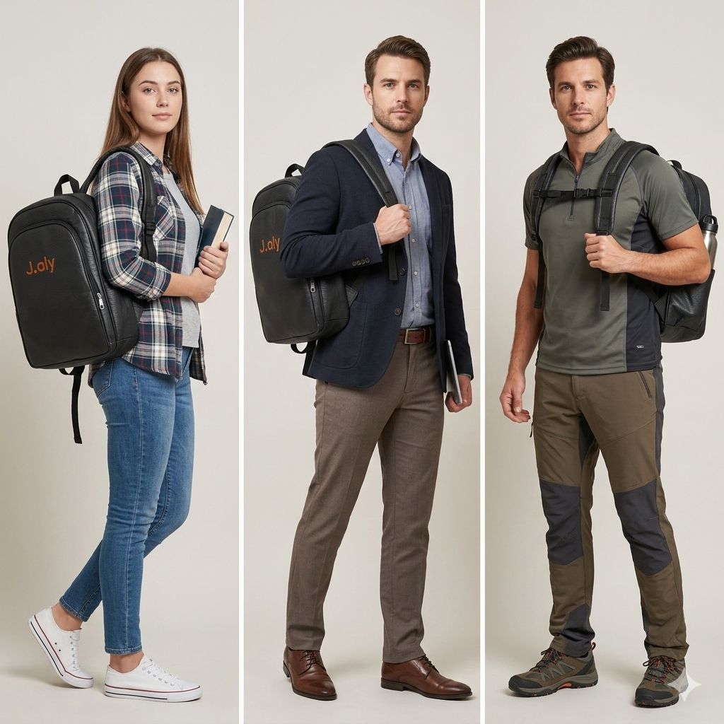 J.Aly Premium Textured Laptop Backpack – Durable Black Everyday Bag