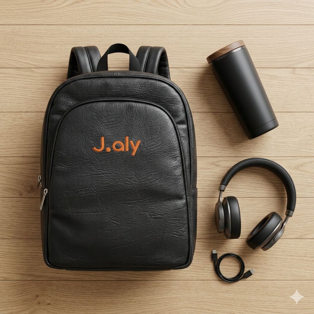 J.Aly Premium Textured Laptop Backpack – Durable Black Everyday Bag
