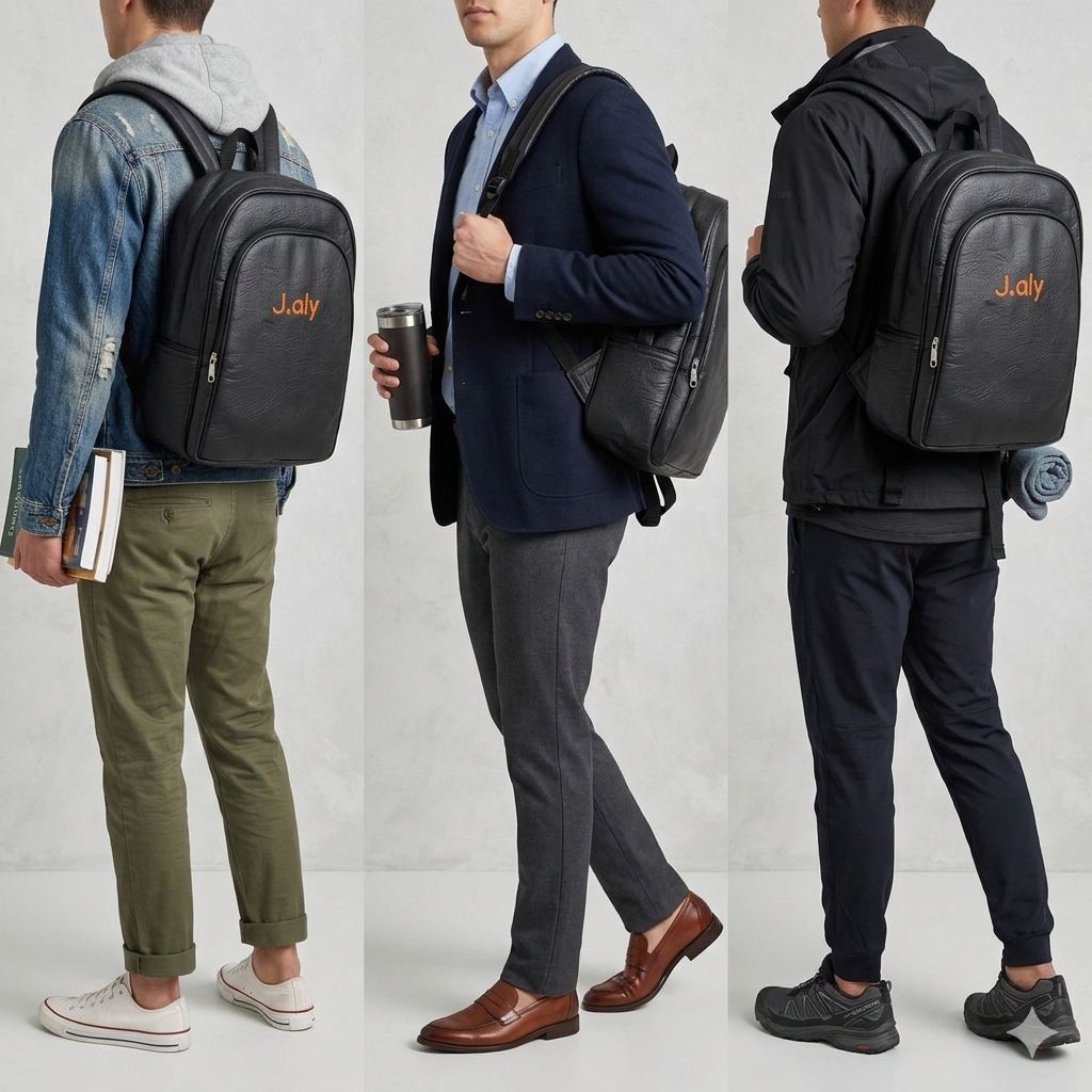 J.Aly Premium Textured Laptop Backpack – Durable Black Everyday Bag