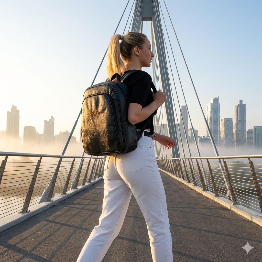 J.Aly Premium Textured Laptop Backpack – Durable Black Everyday Bag