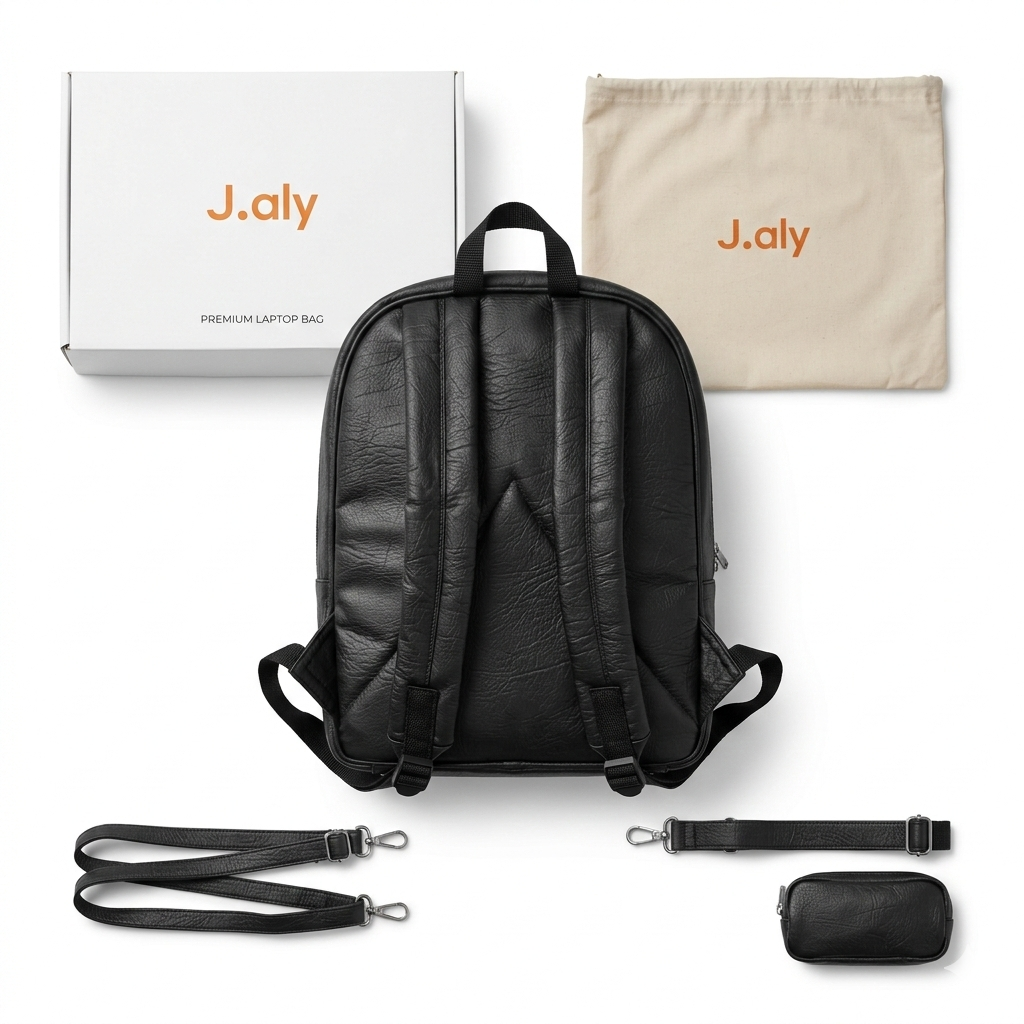 J.Aly Premium Textured Laptop Backpack – Durable Black Everyday Bag
