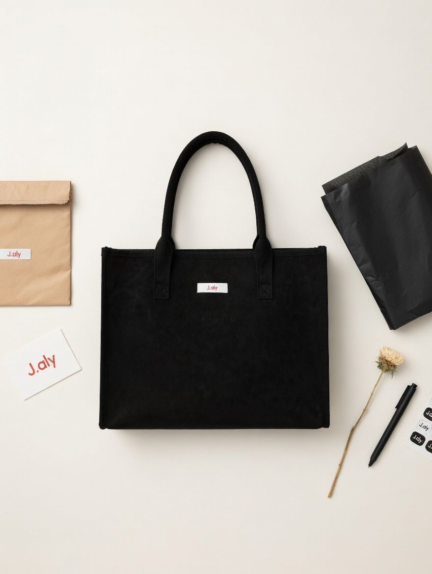 JALY Minimalist Canvas Tote Bag - Essential Black