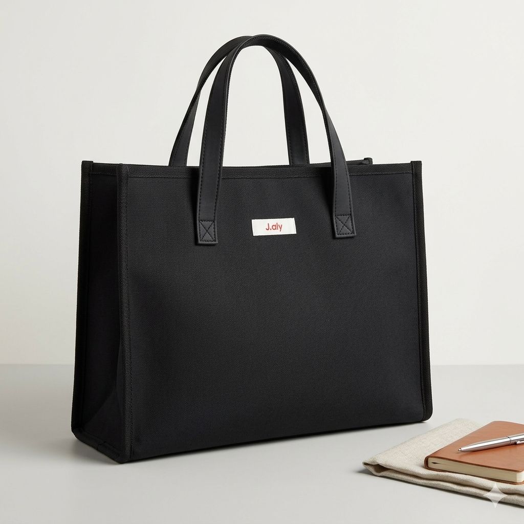 JALY Minimalist Canvas Tote Bag - Essential Black
