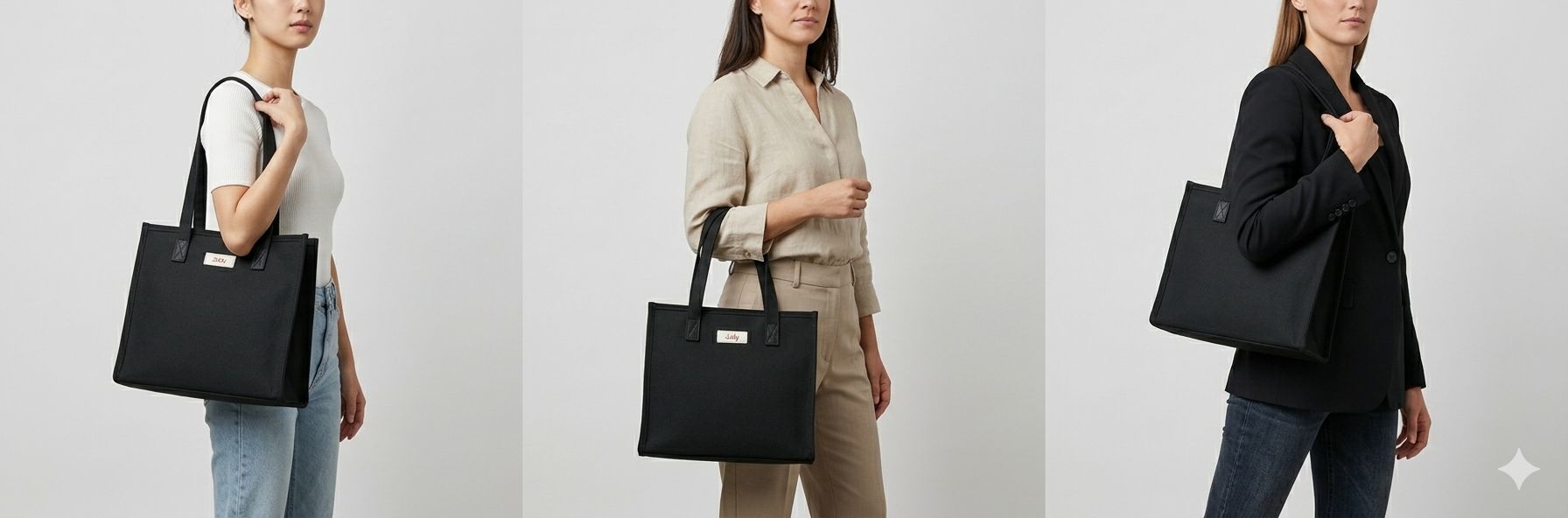 JALY Minimalist Canvas Tote Bag - Essential Black