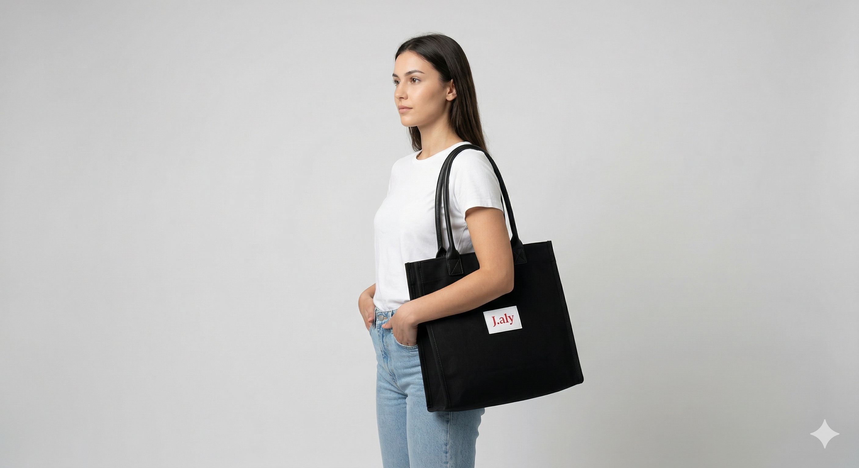 JALY Minimalist Canvas Tote Bag - Essential Black