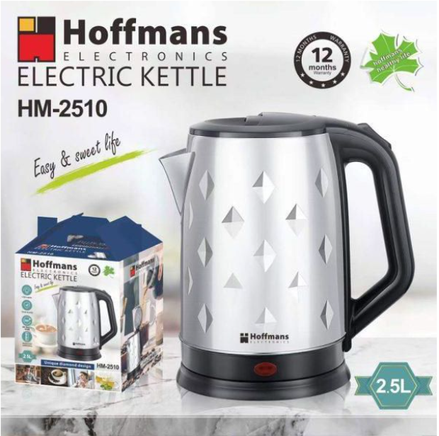 Hoffmans HM-2510, Electric Kettle Percolator 2.5Ltr, 2000W Silver