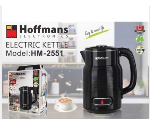 Hoffmans HM2551 2.5L Electric Kettle - Black Multi-Functional Electric Water & Milk Boiling Kettle Percolator  with a large capacity designed for fast heating and versatile use,