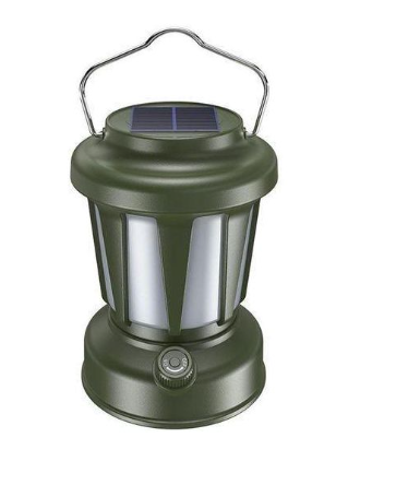 Portable Solar-Rechargeable LED Camping  Lantern  Portable Green LED Lantern with Handle for Outdoor & Emergency Use