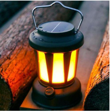 Portable Solar-Rechargeable LED Camping  Lantern  Portable Green LED Lantern with Handle for Outdoor & Emergency Use
