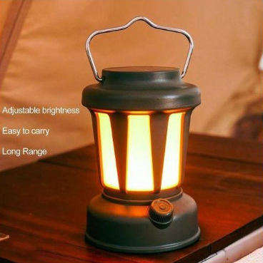 Portable Solar-Rechargeable LED Camping  Lantern  Portable Green LED Lantern with Handle for Outdoor & Emergency Use