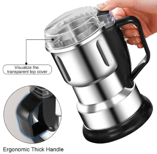 Hoffmans HM-8012 Electric Coffee Grinder & Dry Mill 300W 8-Blade Stainless Steel - Silver