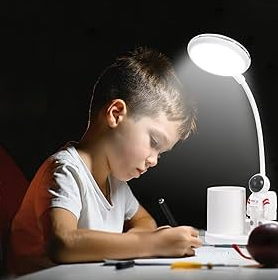 Generic Rechargeable LED Desk Lamp with Pen Holder & Phone Stand - White