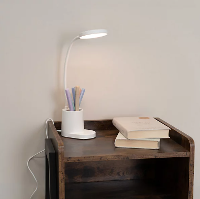 Generic Rechargeable LED Desk Lamp with Pen Holder & Phone Stand - White
