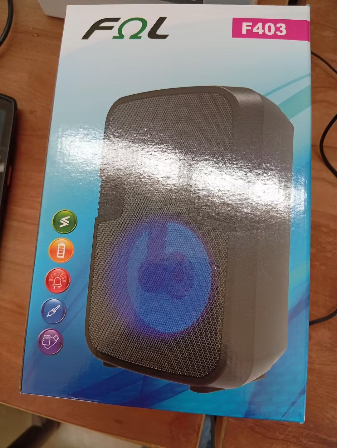 FQL F403 portable wireless speaker Portable Bluetooth Speaker, 8-Inch Colorful Lights Loudspeaker