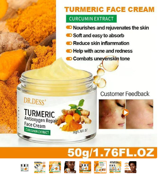 DR.DESS Turmeric Face Cream, Anti Oxidation Turmeric Cream For Deep Moisturizing skin Prevents Acnes, Oil Control and Soothing, skin Repair