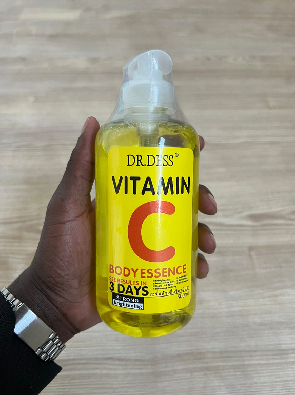 Dr. Dess Vitamin C Body Essence , serum 500ml lightweight lotion designed mainly for brightening, moisturizing, and improving skin tone
