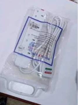 Power King 4-Way Extension Cable with Surge Protection & UK Adapter - 3 Meters White