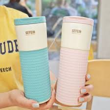 SEYGM 500ml Insulated Travel Mug - Stainless Steel Vacuum Flask with Silicone Grip