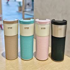 SEYGM 500ml Insulated Travel Mug - Stainless Steel Vacuum Flask with Silicone Grip