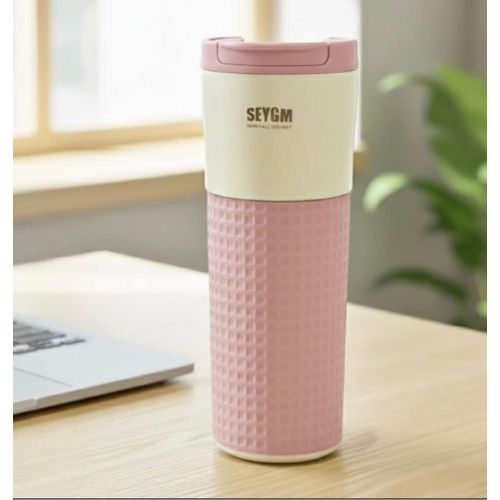 SEYGM 500ml Insulated Travel Mug - Stainless Steel Vacuum Flask with Silicone Grip
