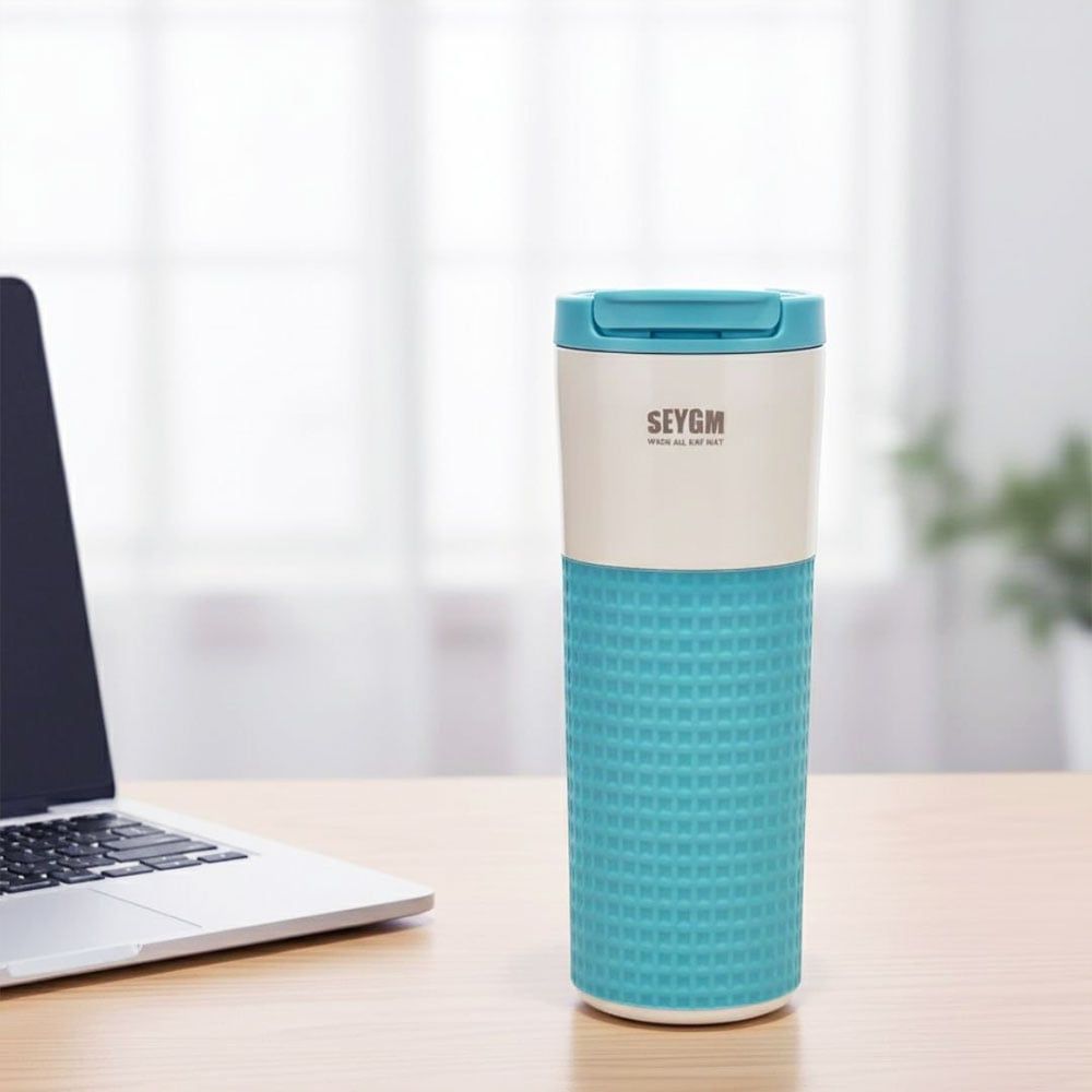 SEYGM 500ml Insulated Travel Mug - Stainless Steel Vacuum Flask with Silicone Grip