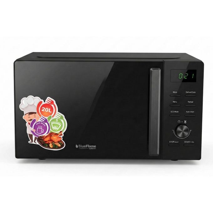 Blueflame 20L Digital Microwave Oven With Auto-Cook & Quick Defrost - Black