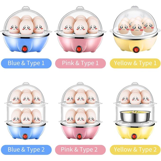Morelian Double Layer Egg Cooker 14 Egg Capacity Hard Boiled Egg Cooker Anti-dry Electric Egg Boiler with 40mL Measuring Cup Steam Vegetables - Multicolor