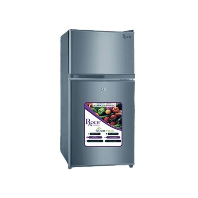 Roch 120 Liters Double Door Top Freezer Defrost Fridge –Inox(2YRS WRTY)