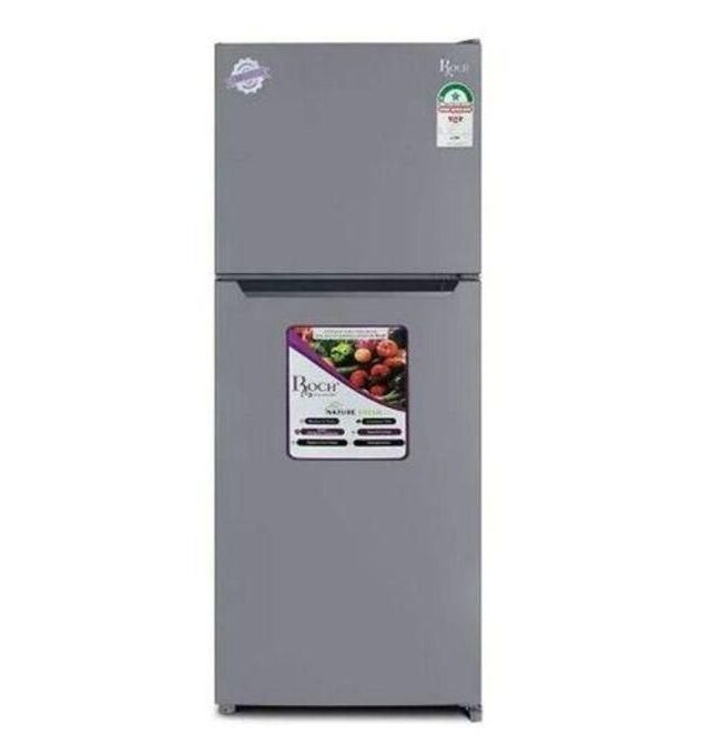 Roch 140 Liters Double Door Top Freezer Defrost Fridge –Inox(2YRS WRTY)