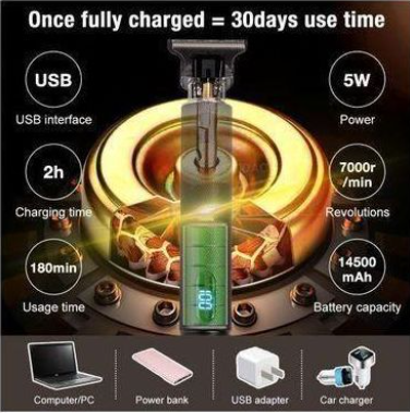 Dragon Monster Rechargeable Metal Hair Clipper Black