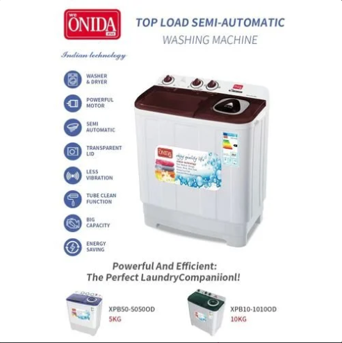 ONIDA 10kg Semi Automatic Top Load Washing Machine.