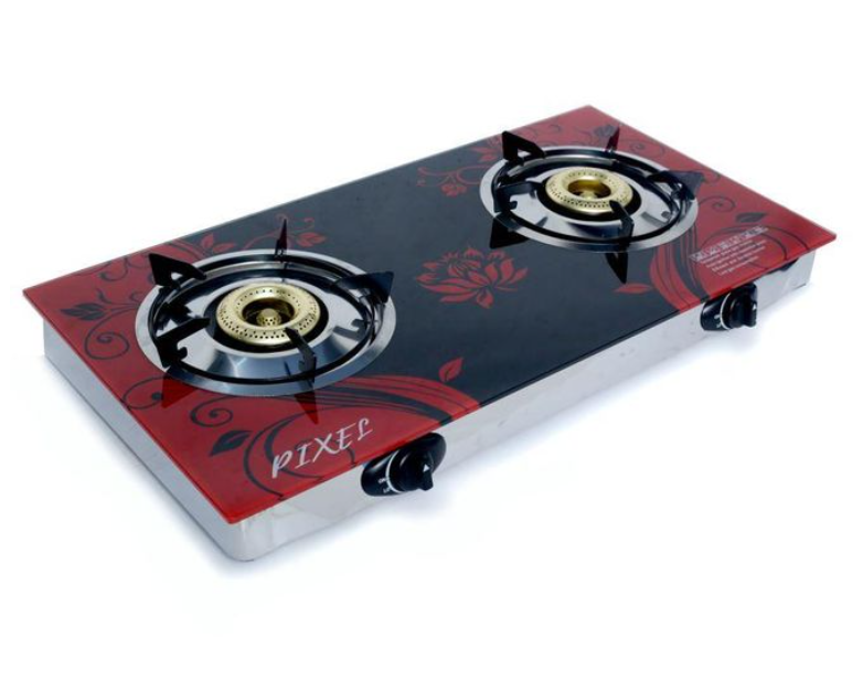 Pixel Double Glass Gas Burner Stove With Automatic Ignition -multi-colour