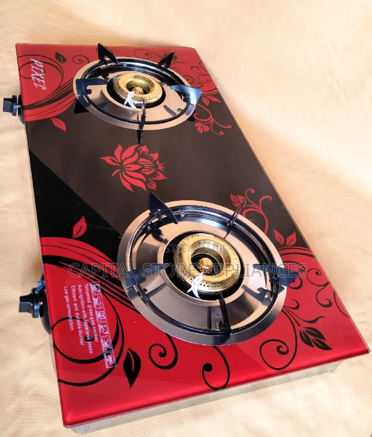 Pixel Double Glass Gas Burner Stove With Automatic Ignition -multi-colour