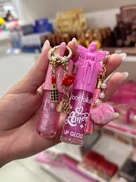 Pink Glossy Lip Gloss Hydrating Lip Oil Moisturizer Long Lasting Shine Non Sticky Lip Makeup with Decorative Keychain Cute Gift for Girls view 5