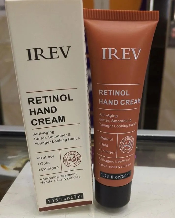 IREV Retinol Hand Cream Anti-Aging Moisturizing Hand Lotion with Collagen and Gold, Repairs Dry Hands, Smooths Skin and Strengthens Nails & Cuticles 50ml