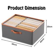 2in1 Woven Storage Organizer Box, Wardrobe Clothes Organizer with Compartments, Fabric Storage Bin for Socks Underwear Bras, Space Saving Closet Storage Box with Handle