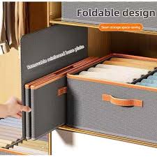 2in1 Woven Storage Organizer Box, Wardrobe Clothes Organizer with Compartments, Fabric Storage Bin for Socks Underwear Bras, Space Saving Closet Storage Box with Handle