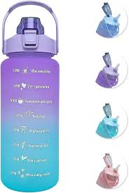 3 In 1 Water Bottle 3 In 1 Water Bottle Pack of 3 Water, 2Litres/750Ml/300Ml Sports Water Bottles, Leakproof & BPA Free, Motivational Water Bottles with Time Marker for Outdoor Sports, Fitness, Office