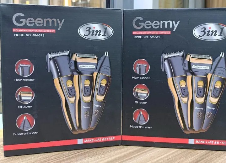 Geemy 3in1 Rechargeable Shaver and Trimmer Set Rechargeable Shaver/ Hair Clipper/ Nose Trimmer Excellent clipping function. Perfect shaving experience Very easy to trim nose hair